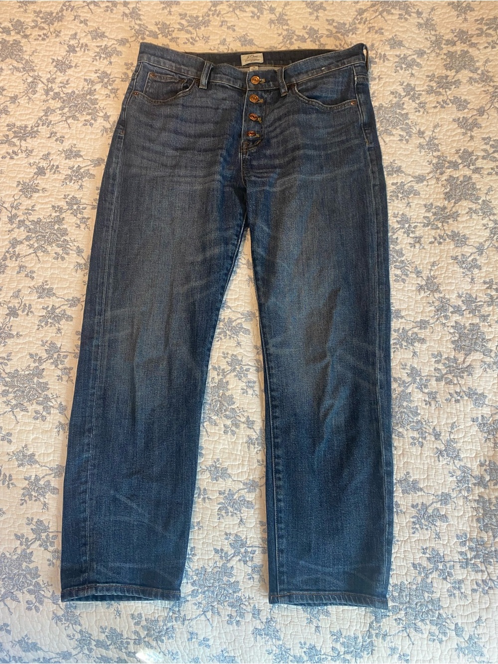 J.Crew Straightaway Mid-Rise Cropped Straight Leg Button Fly Jean Size 28